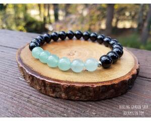 Green Aventurine and Black Tourmaline Bracelet by Rock My Zen